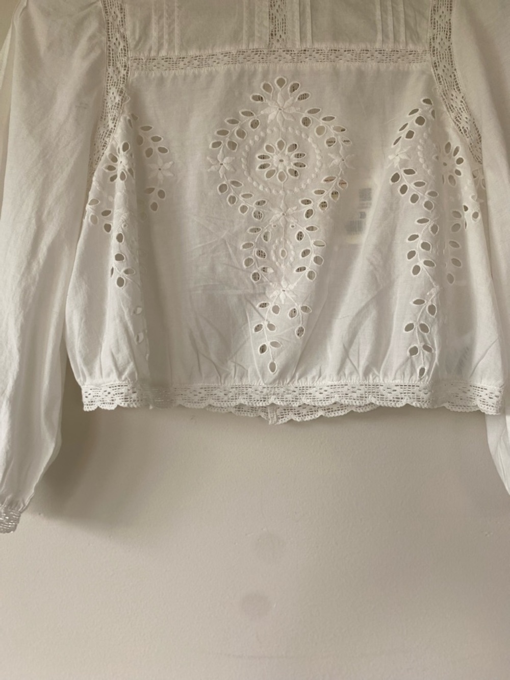 Sezane Enea Blouse Ecru - Size FR 24/US 2 White Cropped - Picture 4 of 14